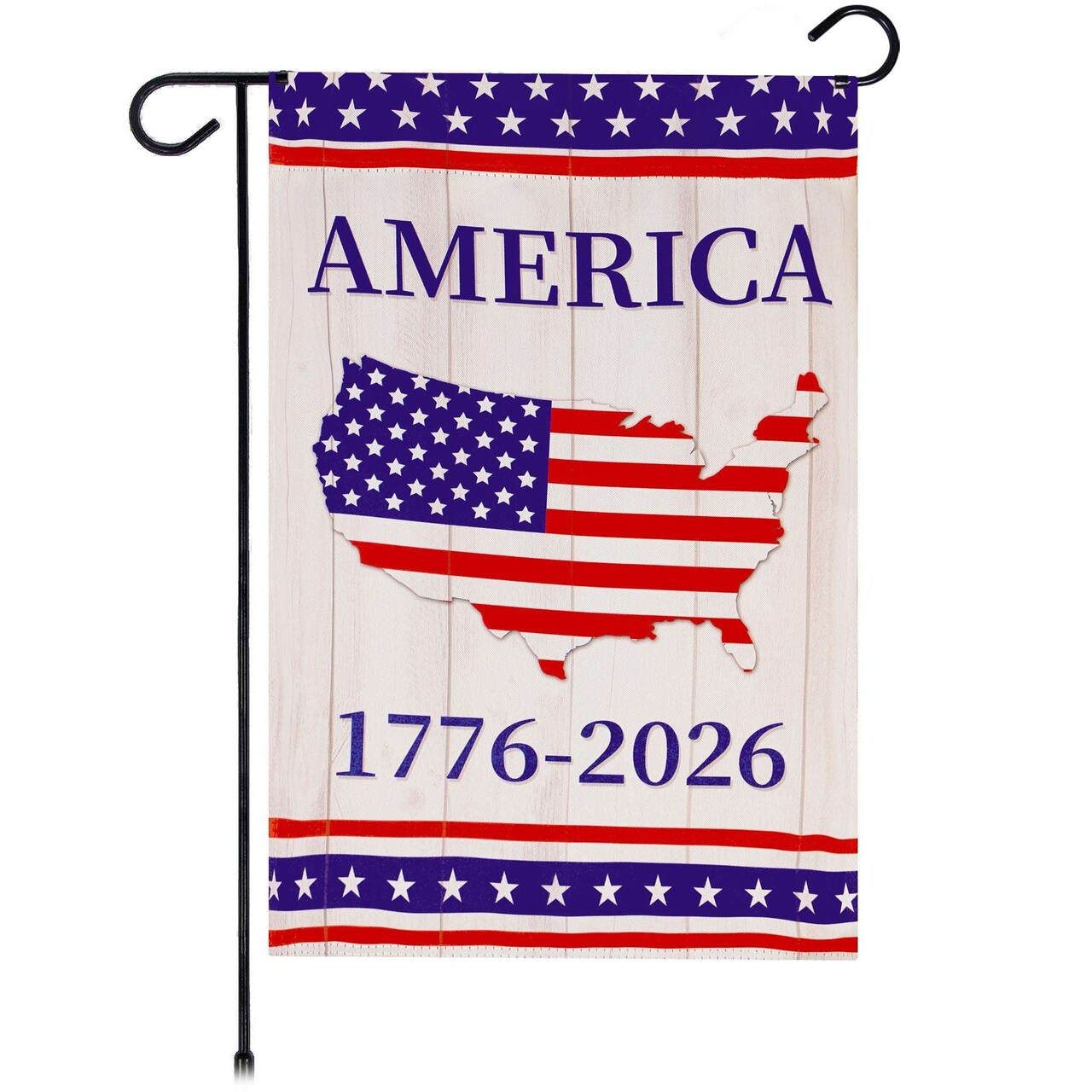 G128 USA 250th Anniversary Rustic Map Garden Flag 12x18 In | Double Sided Printed Patriotic Yard Decoration with USA Map Design | America 1776–2026 Celebration Flag for Lawn or Garden